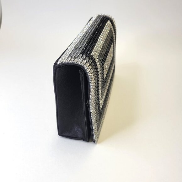 Black Silver Flap Clutch Purse with Rhinestones Formal Envelope Clutch Purse - Picture 7 of 15